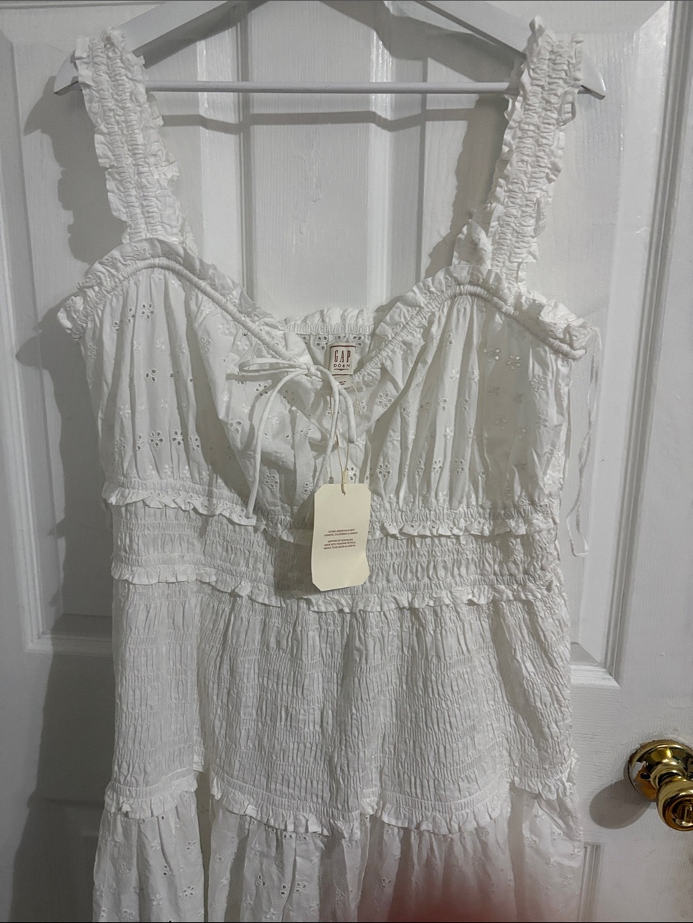 GAP White Eyelet Smocked Tiered Tunic